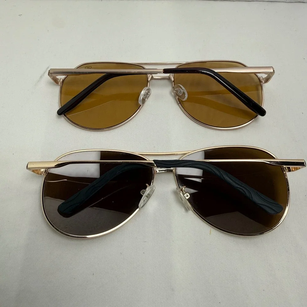 Unbranded Sunglasses Unisex  Gold Aviator Bundle 2 Pairs Brown Amber‎ Lenses
